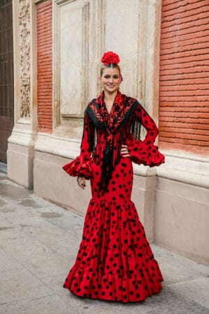 フラメンコドレス 黒と赤 Vネック フラメンコドレス 黒と赤 Vネック Vネックトップス ”US