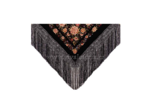 即日発送 フラメンコショール 黒色花柄刺繍 スペイン製 黒の花飾りトレラジャケット | スペイン製フラメンコトップス