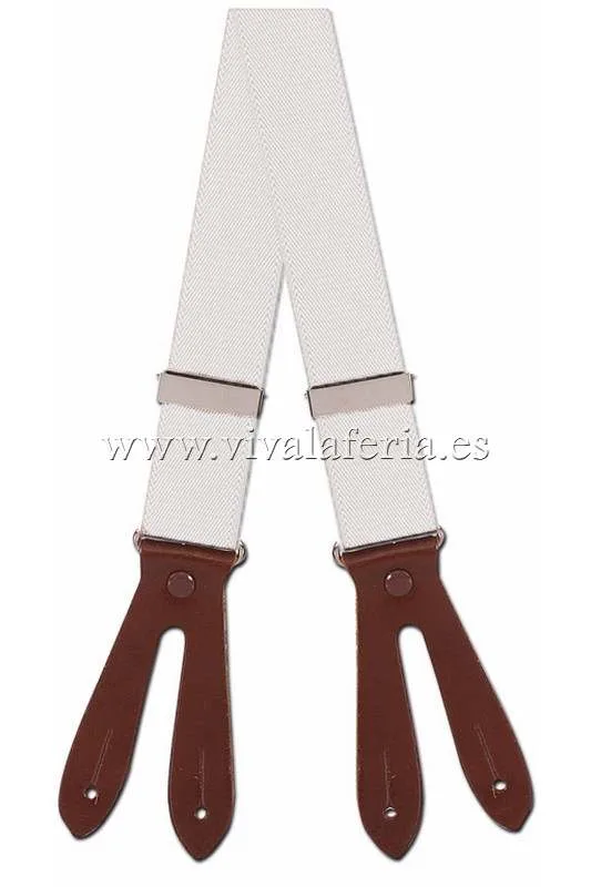 Suspender for adult plain pink campero suit with leather terminal for button