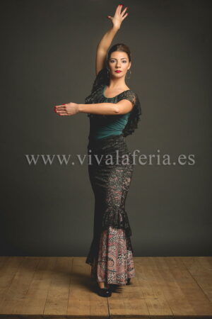 Jupe de danse flamenco avec dentelle dentée