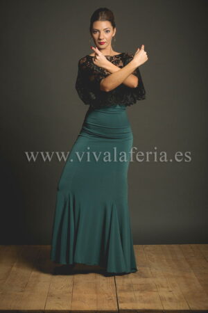 Top da ballo flamenco in pizzo nero