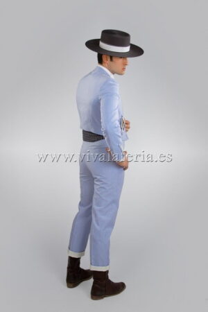 Traje de corto para hombre 500 Rayas Celeste
