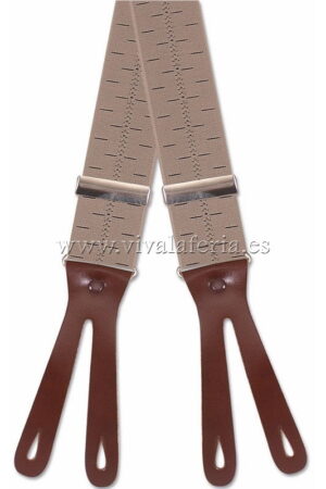 Plain beige elastic adult suspender with brown horizontal stripes drawing