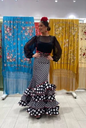 Falda flamenca barata color negro modelo Martinete