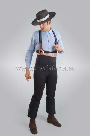 Pantalon rayé bleu à revers élastique