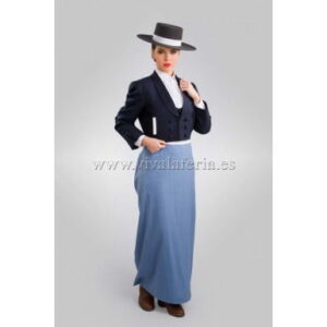 Women&#39;s short suit with collar Alpaca Blue/Astewardess