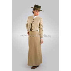 Lycra Beige Wide Stripe Women&#39;s Short Suit