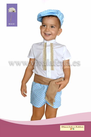 Costume de flamenco country pour enfants en bleu clair