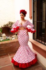 白い水玉模様のジプシー衣装パトリシア モデル - Viva la Feria