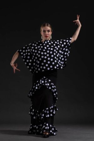 Gonna prova flamenco modello Carmen nera a pois di Davedans