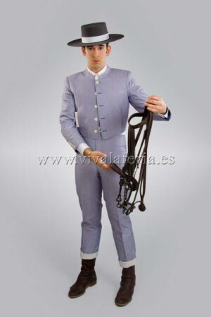 traje campero hombre azul rayas