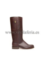 Botte country montante en cuir marron