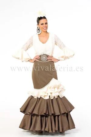 Conjunto de flamenca barato marrón modelo Vara 