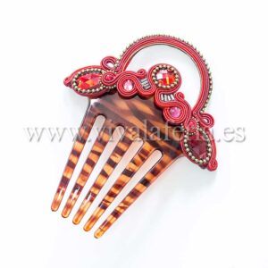 Korallenfarbener Flamenco-Schmuckkamm von Candela de Reina