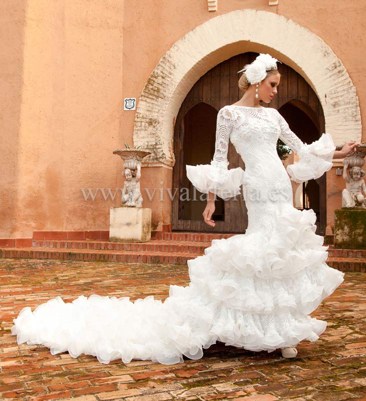 Traje Flamenca Vestido Blanco Economico Traje De Flamenca Modelo