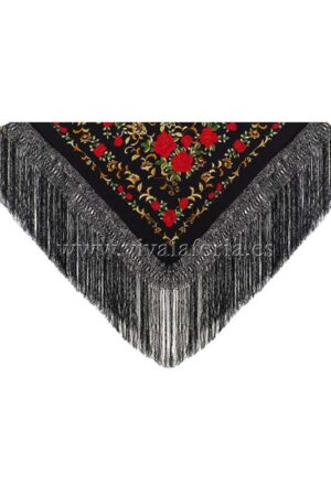 即日発送 フラメンコショール 黒色花柄刺繍 スペイン製 即日発送 フラメンコショール 黒色花柄刺繍 スペイン製