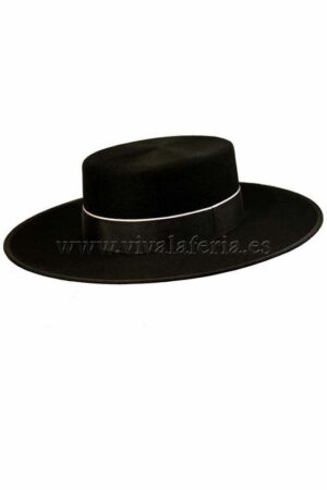 Wide brim black rabbit hair hat