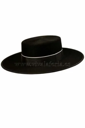 Sombrero ala ancha de pelo de conejo negro
