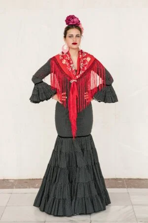 Black canastero flamenco dress with white polka dots Mauri