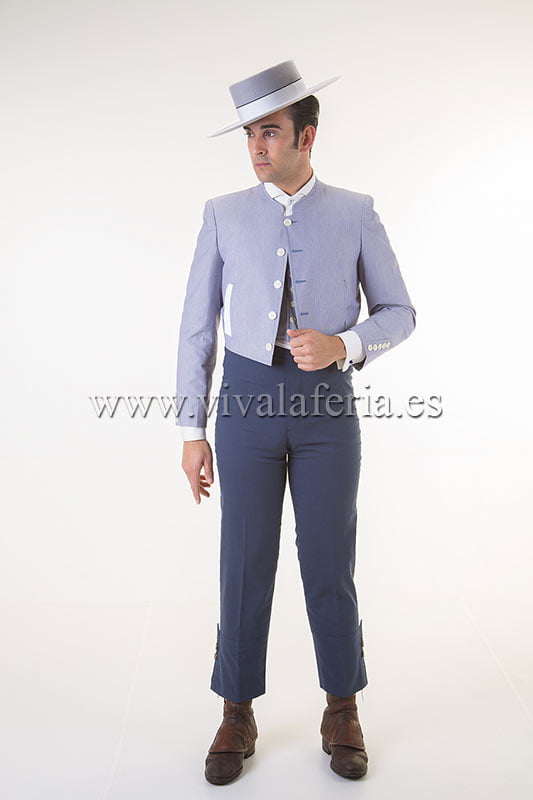 traje campero rayas azules hombre