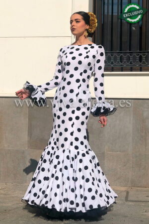 Abito da flamenco economico bianco nero a pois modello Reina
