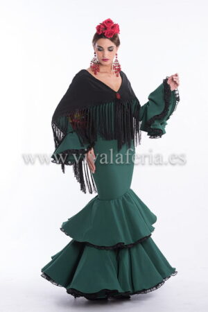 Traje de flamenca verde botella Espiga de Alfarera Carmen Acedo
