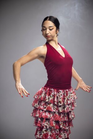 マスタードエラスティックニットトップ