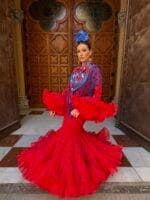 Traje de Flamenca Nueva Peonía - Rojo/Negro | Colección Viva la Feria 2025
