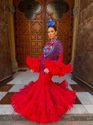 Traje de Flamenca Nueva Peonía - Rojo/Negro | Colección Viva la Feria 2025