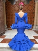 【美品 フラメンコ衣装】光沢パープル×柄×レース地 ドレス Flamenco mika_2462-p32