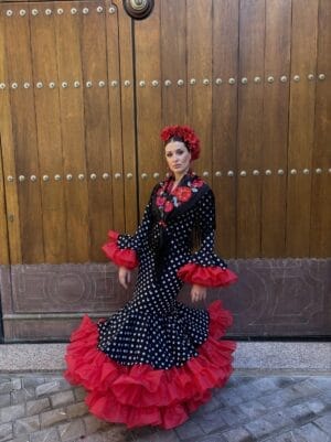 Traje de Flamenca Tronío - Negro Lunar Blanco | Colección Viva la Feria 2025